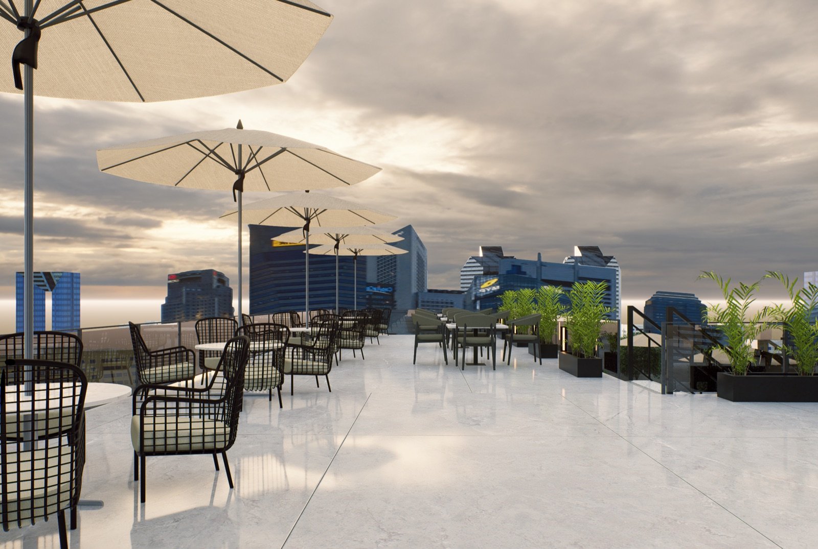 Open-air lounge terrace